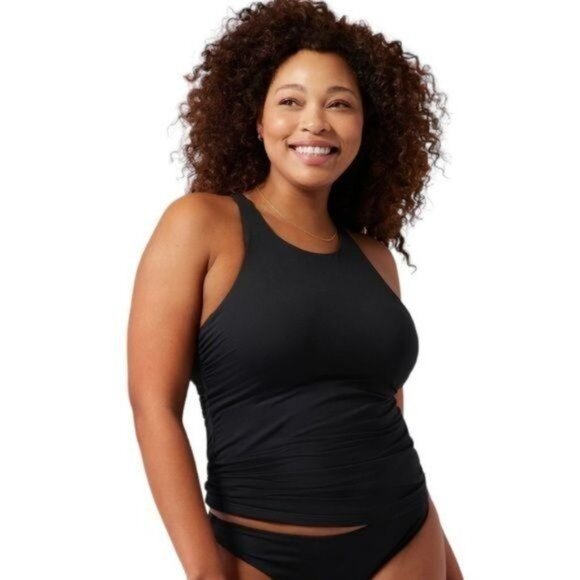 Athleta‎ Maldives Swim Tankini Swim Tank Top UPF 50+ Beach Vacation Black 34 B/C - Picture 2 of 8